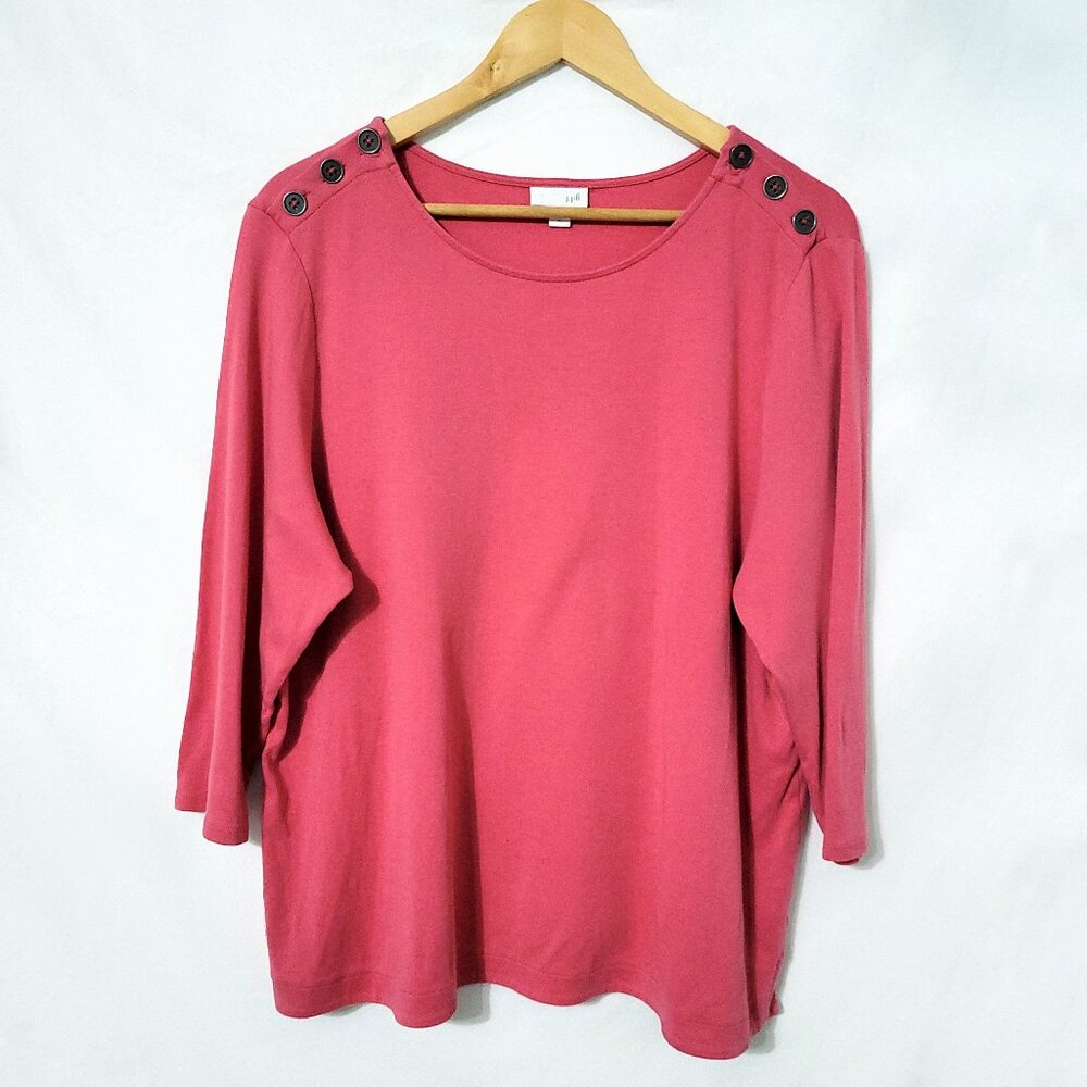 J Jill Womens Long Sleeve Button Accent Top Size XL Pink Modal Capsule Office